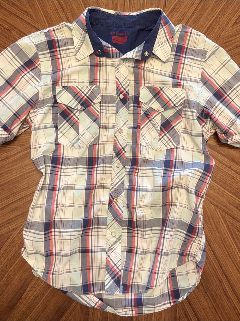 Levi's Men’s Plaid Button-Down Shirt in Red, Blue & Cream